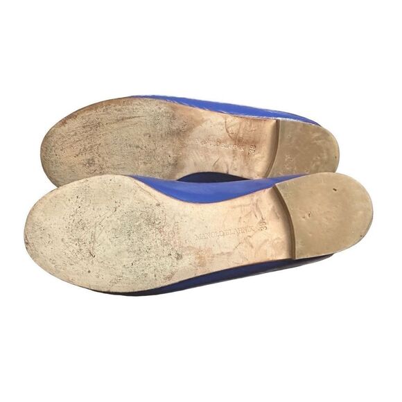 Manolo Blahnik Blue  Patent Leather Round Toe Flats Size 38 - Picture 6 of 8